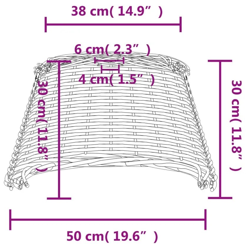 Abajur de teto Ø50x30 cm vime castanho