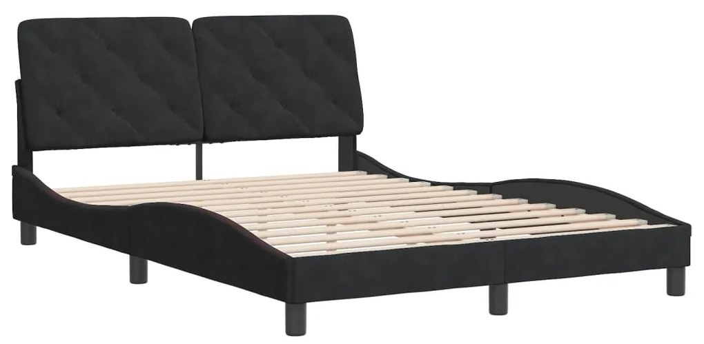 Estrutura de cama sem colchão 140x200 cm veludo preto