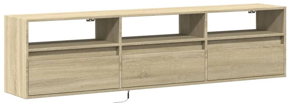 Móvel de parede p/ TV c/ luzes LED 180x31x45 cm carvalho sonoma