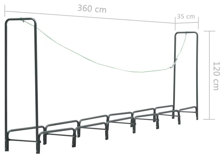 Suporte para lenha 360x35x120 cm aço antracite