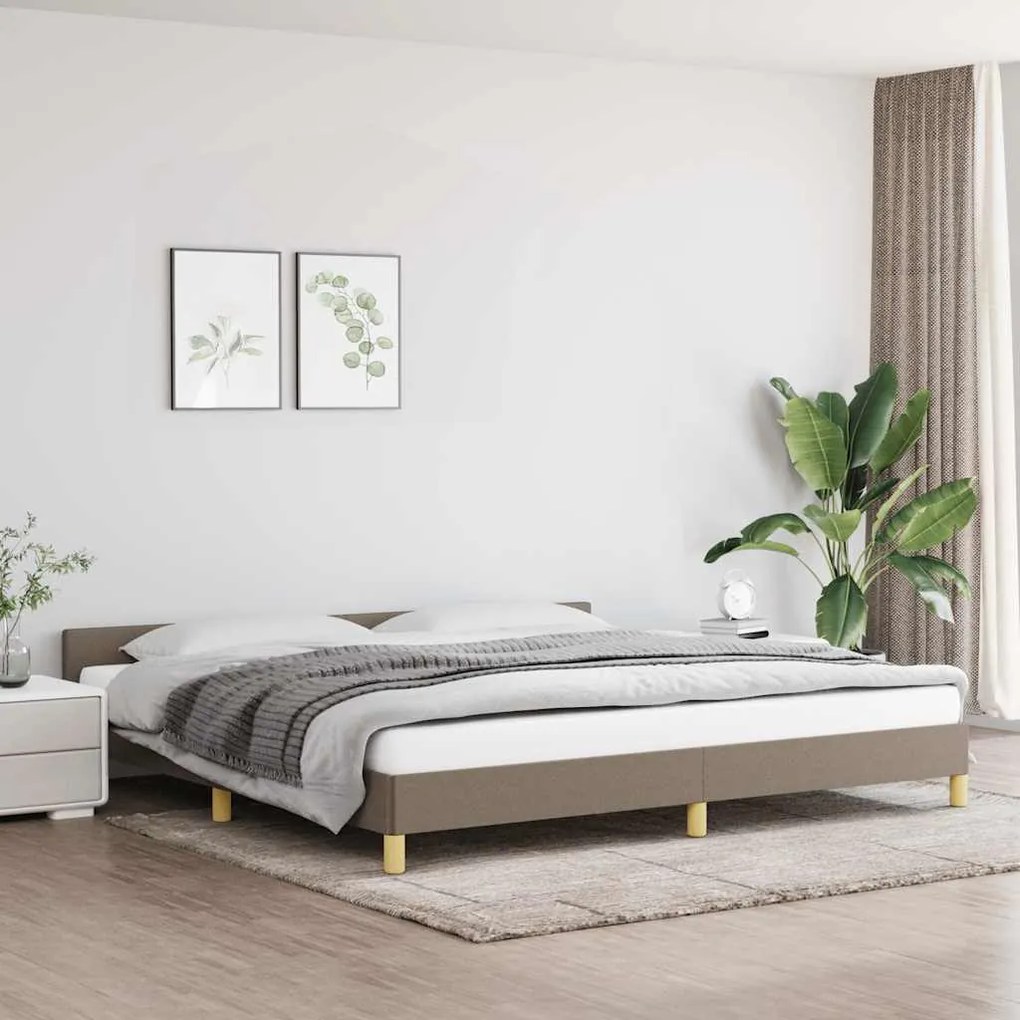 Cama sem colchão 200x200 cm tecido cinzento-acastanhado