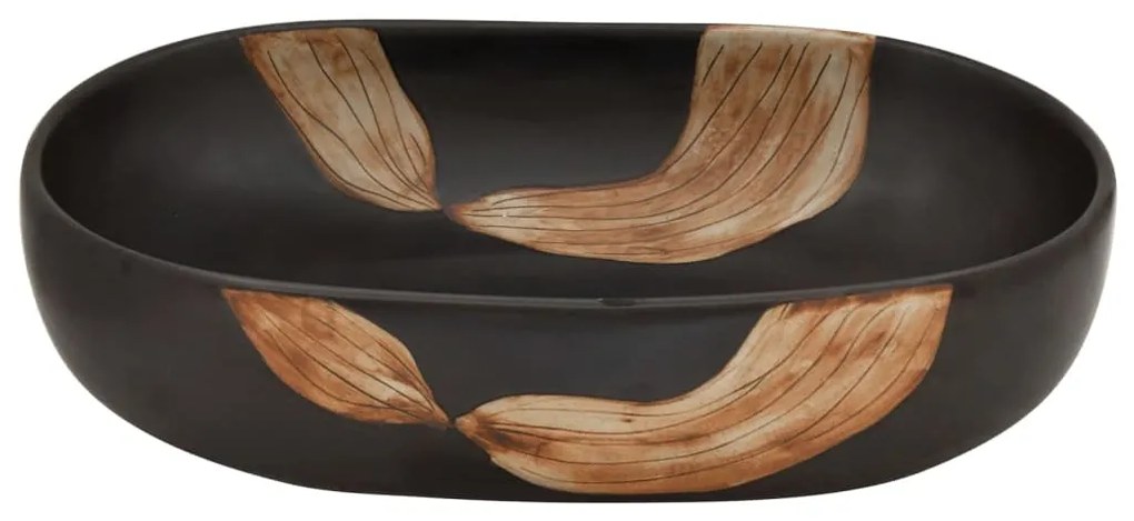 Lavatório de bancada oval 59x40x14 cm cerâmica preto