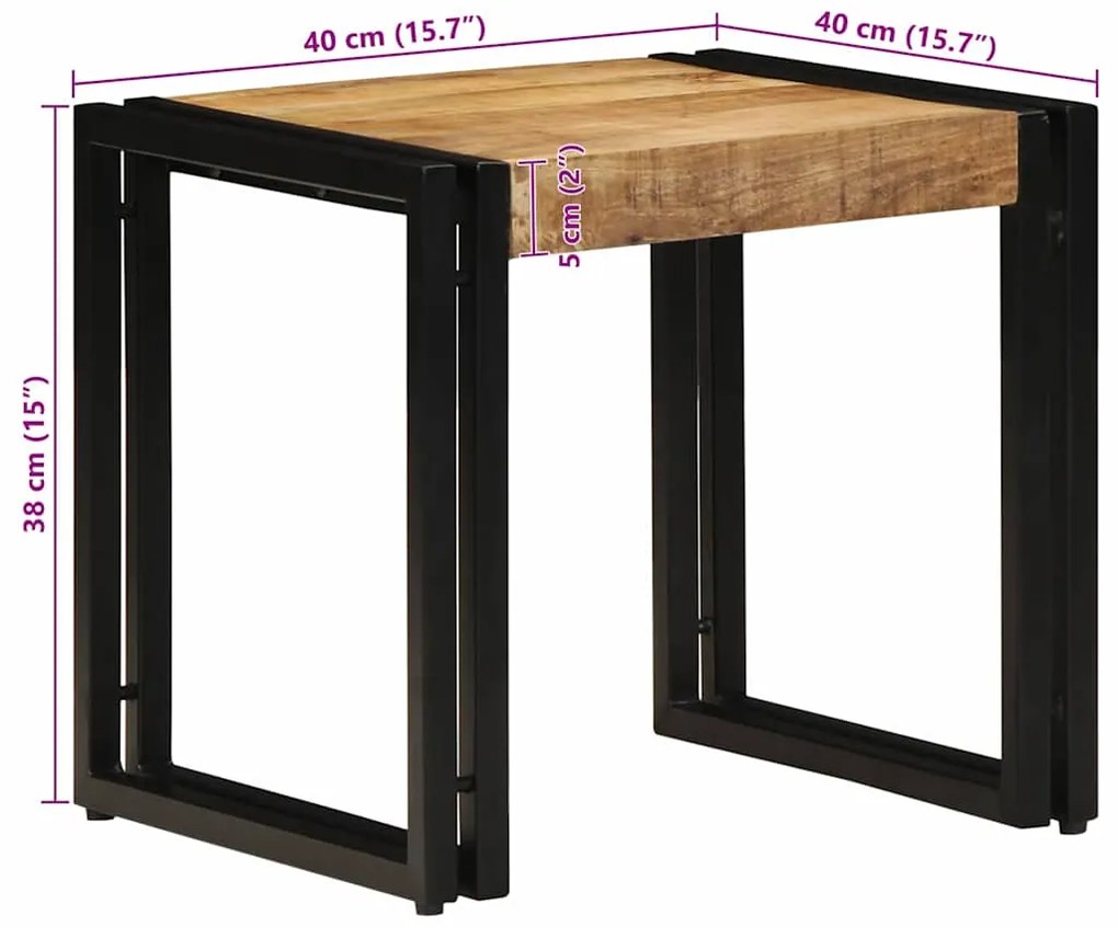 Mesa de Centro vidaXL 40x50x38 cm Madeira de Mangueira Maciça