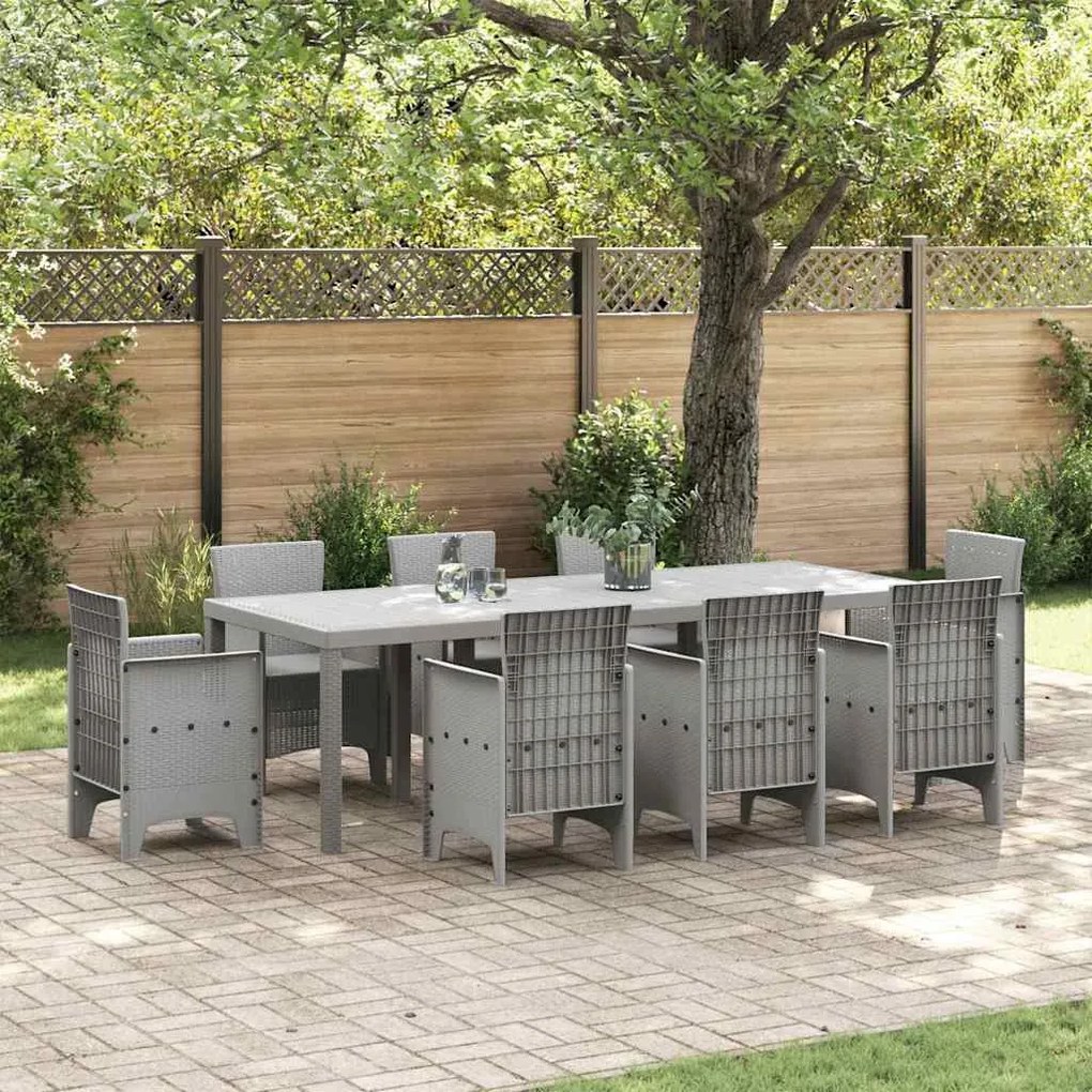 vidaXL Mesa de Jardim Cinza Claro 250x100x73 cm Polirattan