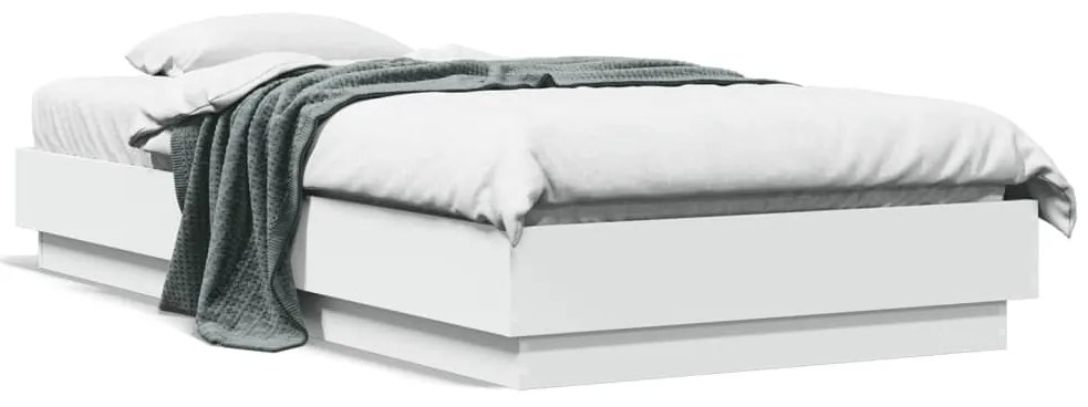 Estrutura de cama com luzes LED 75x190 cm branco