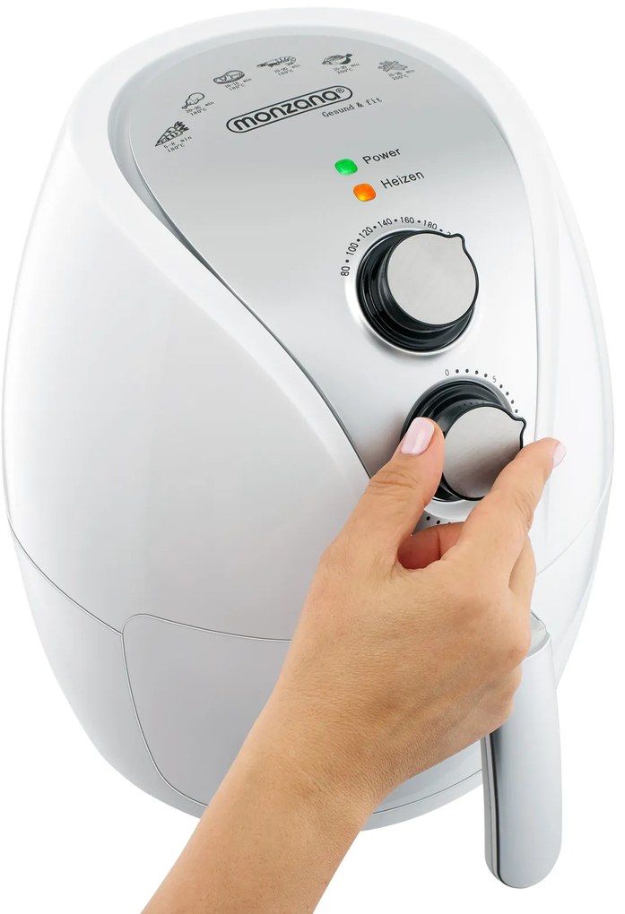 Fritadeira de ar quente 9 em 1 com ecrã tátil e 1500 W Branco + Prateado
