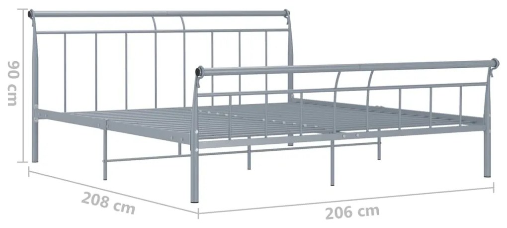 Estrutura de cama 200x200 cm metal cinzento