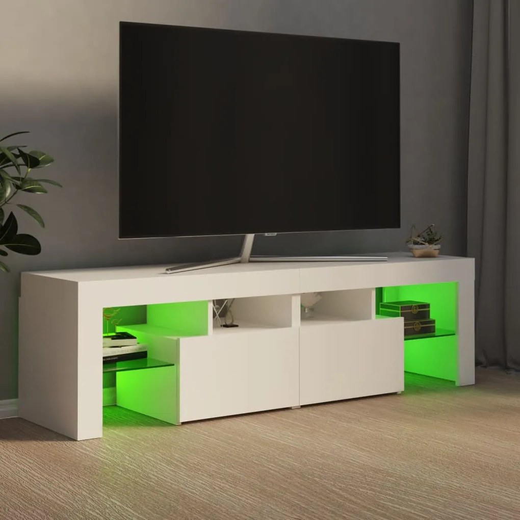 Móvel de TV com luzes LED 140x36,5x40 cm branco