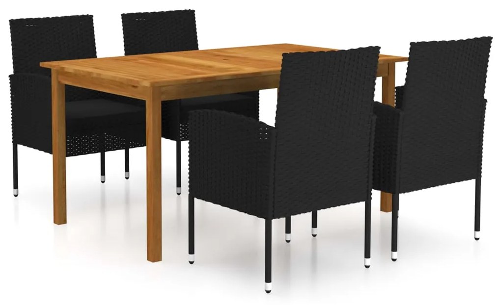 vidaXL 5 pcs conjunto de jantar para jardim preto