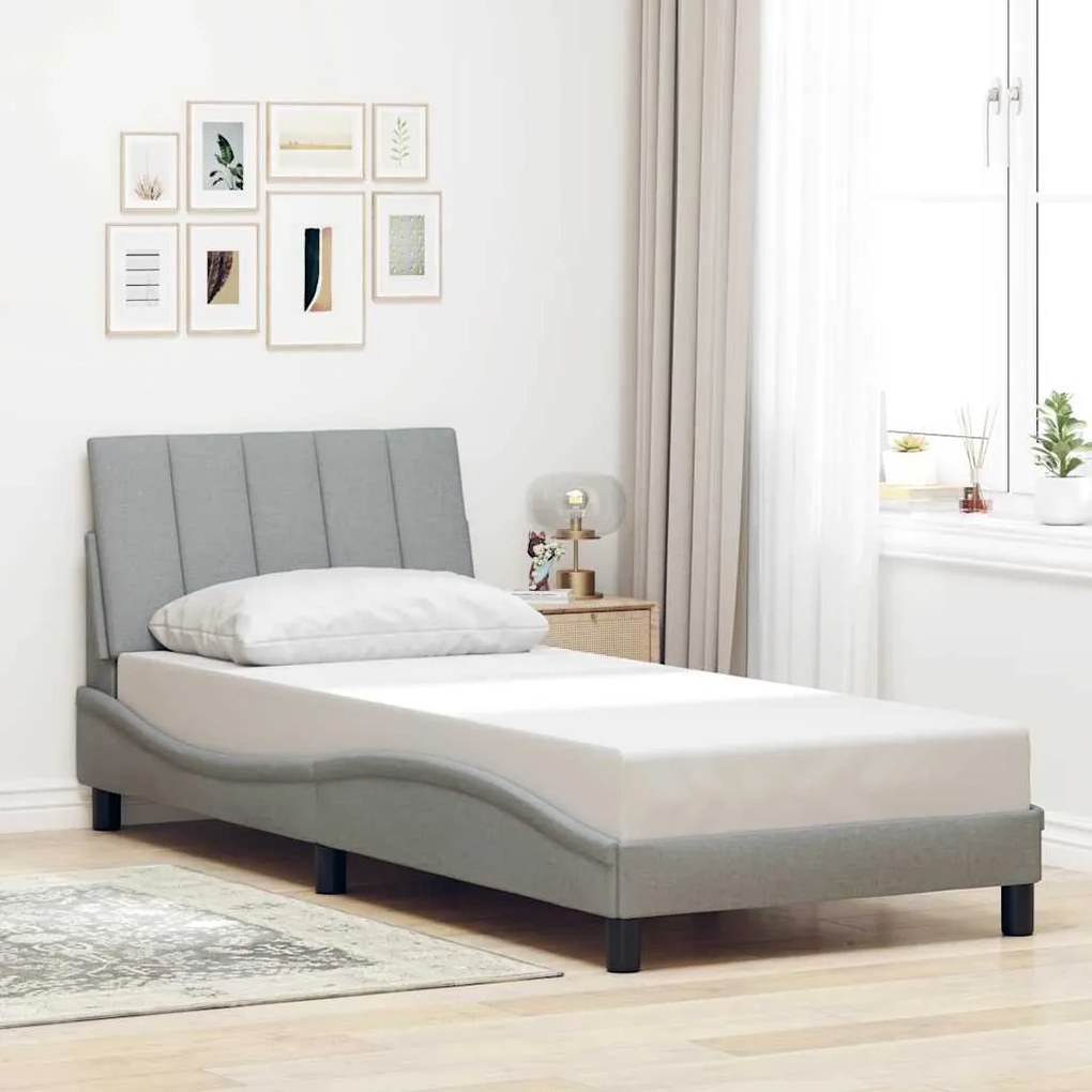 vidaXL Estrutura de cama sem colchão 90x190 cm tecido cinzento-claro
