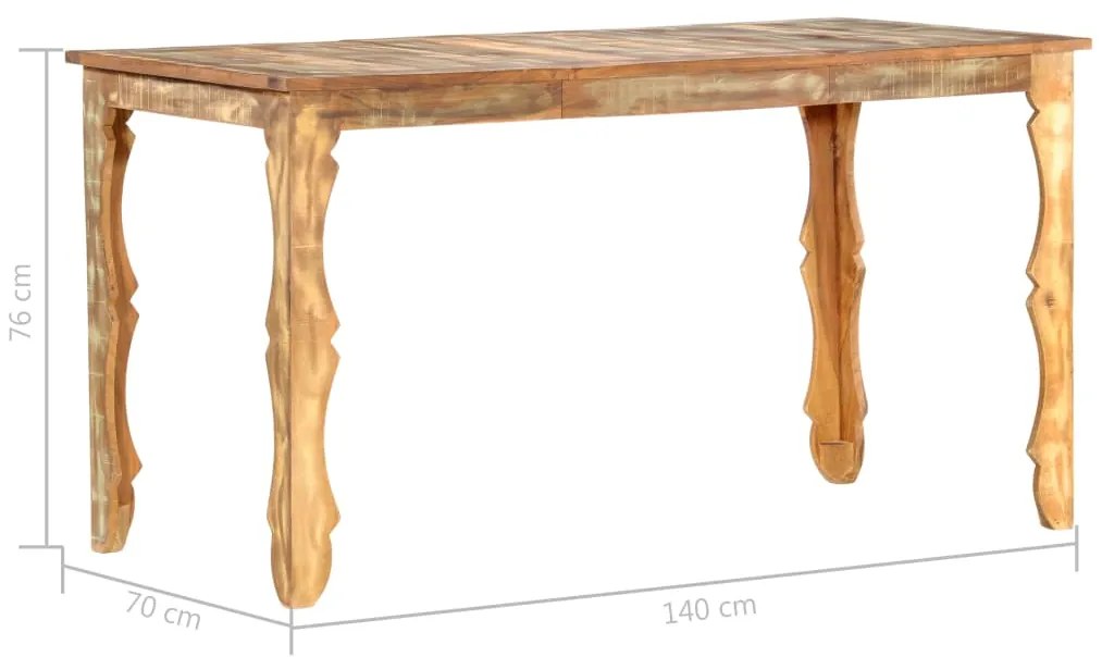 Mesa de jantar 140x70x76 cm madeira recuperada maciça