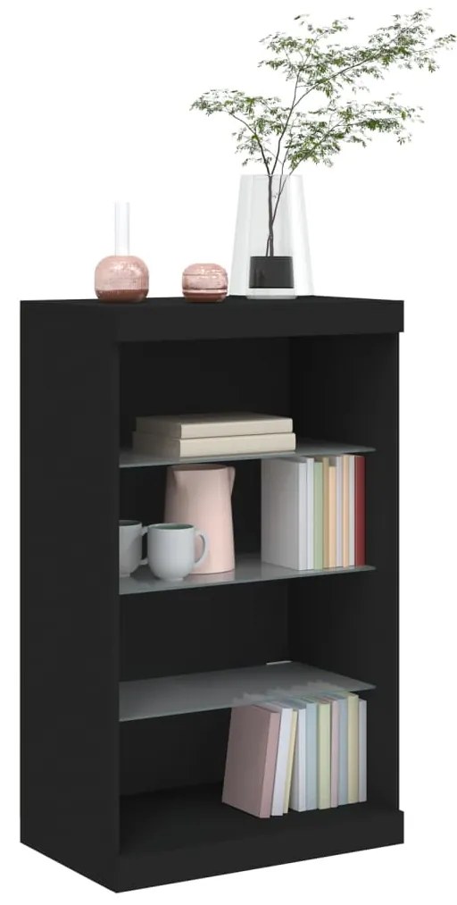 Aparador com luzes LED 60,5x37x100 cm preto