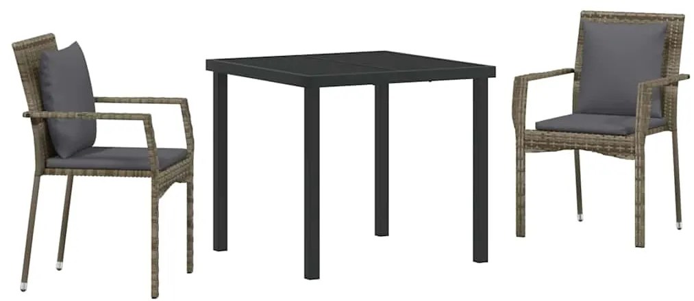 Conjunto de Jantar de Jardim 3 pcs Cinzeto 80 x 80 x 73 cm