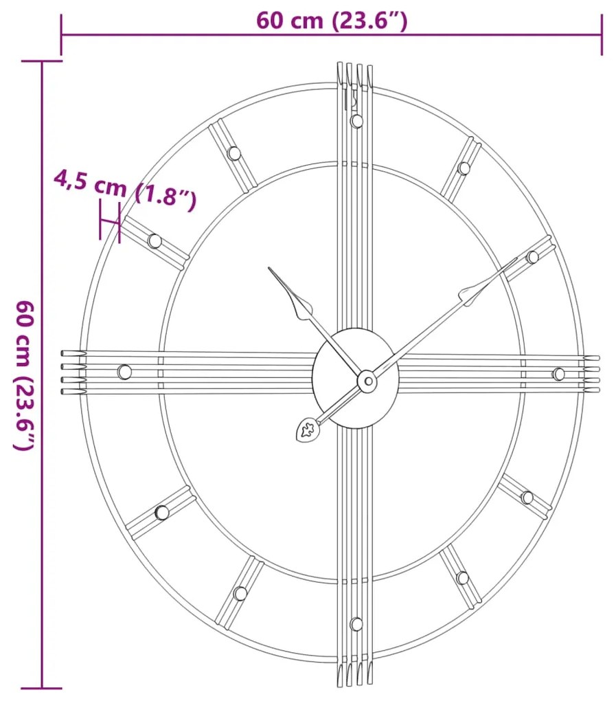 Relógio de parede Ø60 cm ferro preto