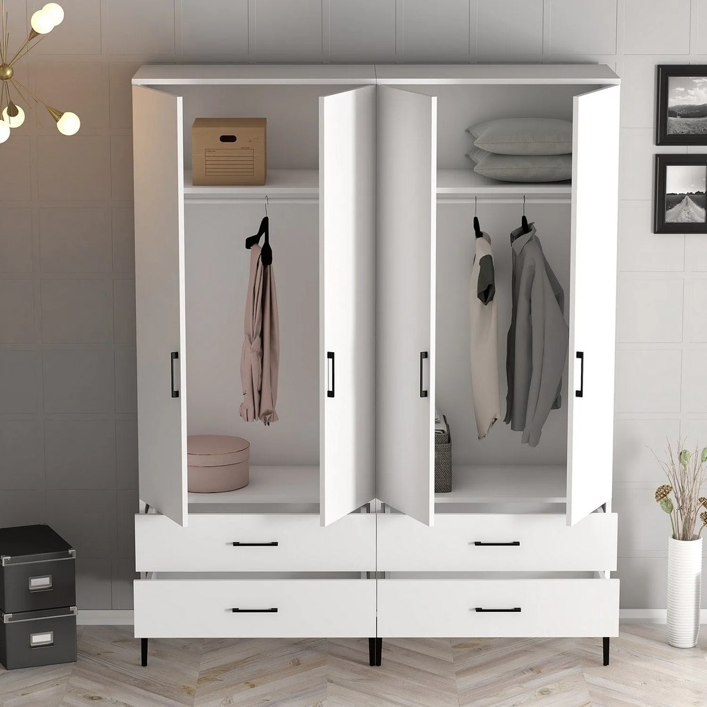 Roupeiro Kumsal TT – Branco – 160x47,5x201,4 cm