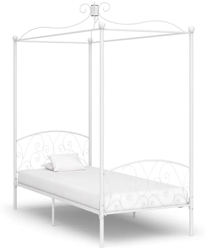 284468 vidaXL Estrutura de cama com dossel metal branco 90x200 cm