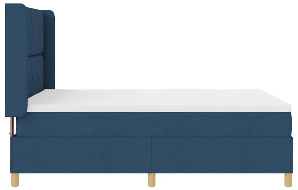 Cama Box com Colchão e LED Azul 140x200 cm Tecido