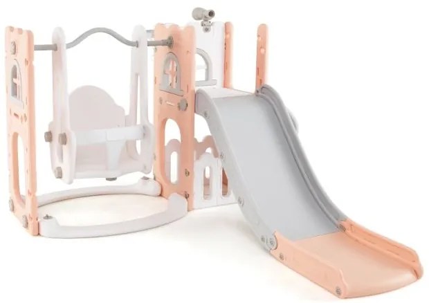 Conjunto de balanço e escorregador em forma de L 7 em 1 para crianças pequenas - Amarelo