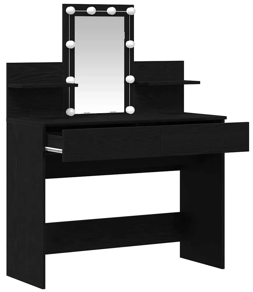Mesa de Maquiagem vidaXL com LED Carvalho Preto 100x40x130 cm