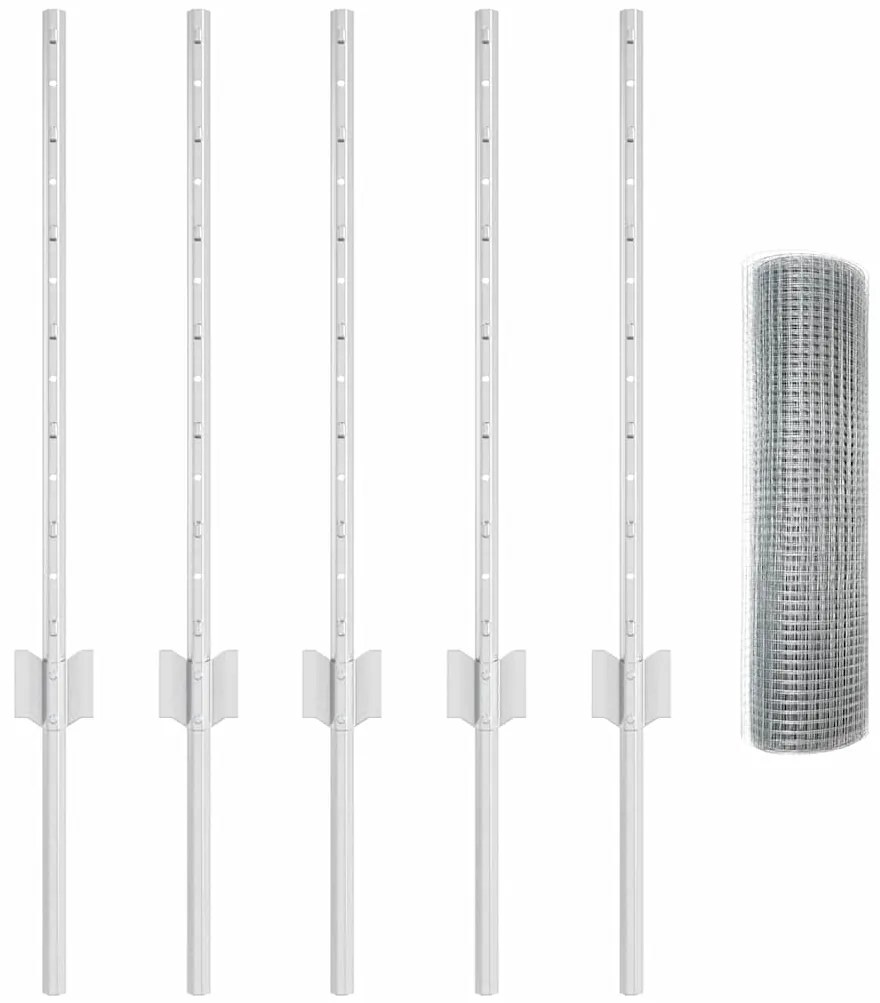Conjunto de Cerca de Jardim Pacote de 2 Prateado galvanizado