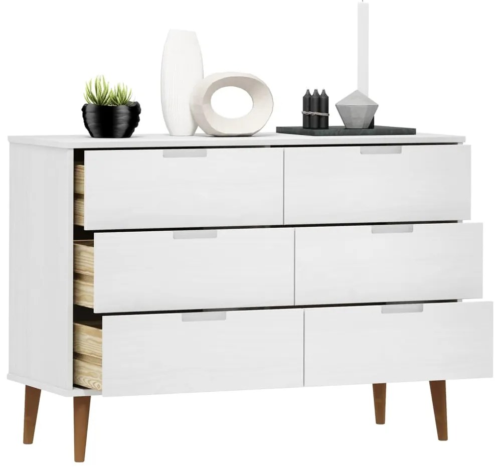 Armário de gavetas MOLDE 113x40x80 cm pinho maciço branco