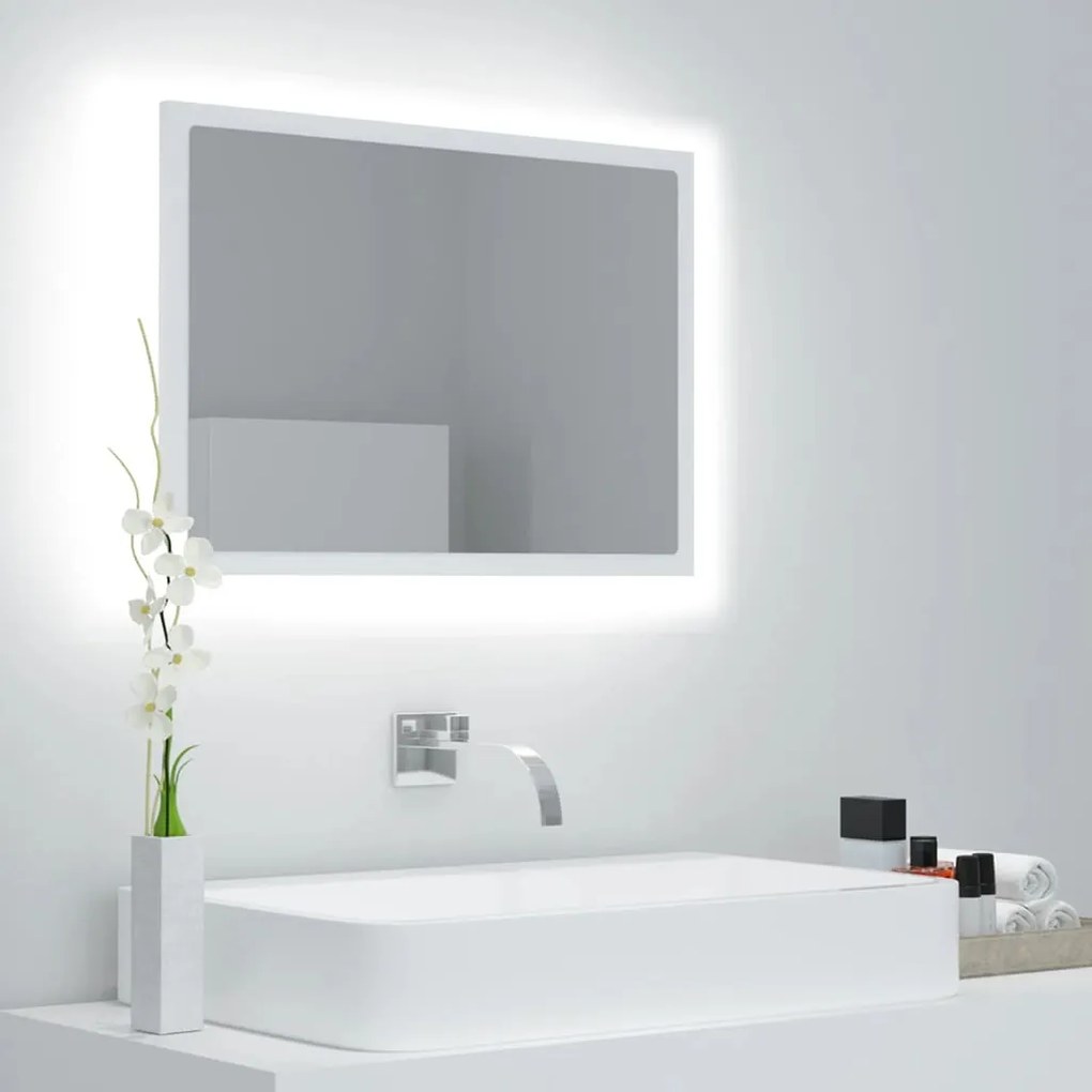 804916 vidaXL Espelho de casa de banho com LED 60x8,5x37cm acrílico branco