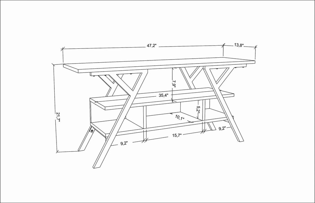 Móvel TV Minerva – Branco/Antracite – 120x35x55 cm