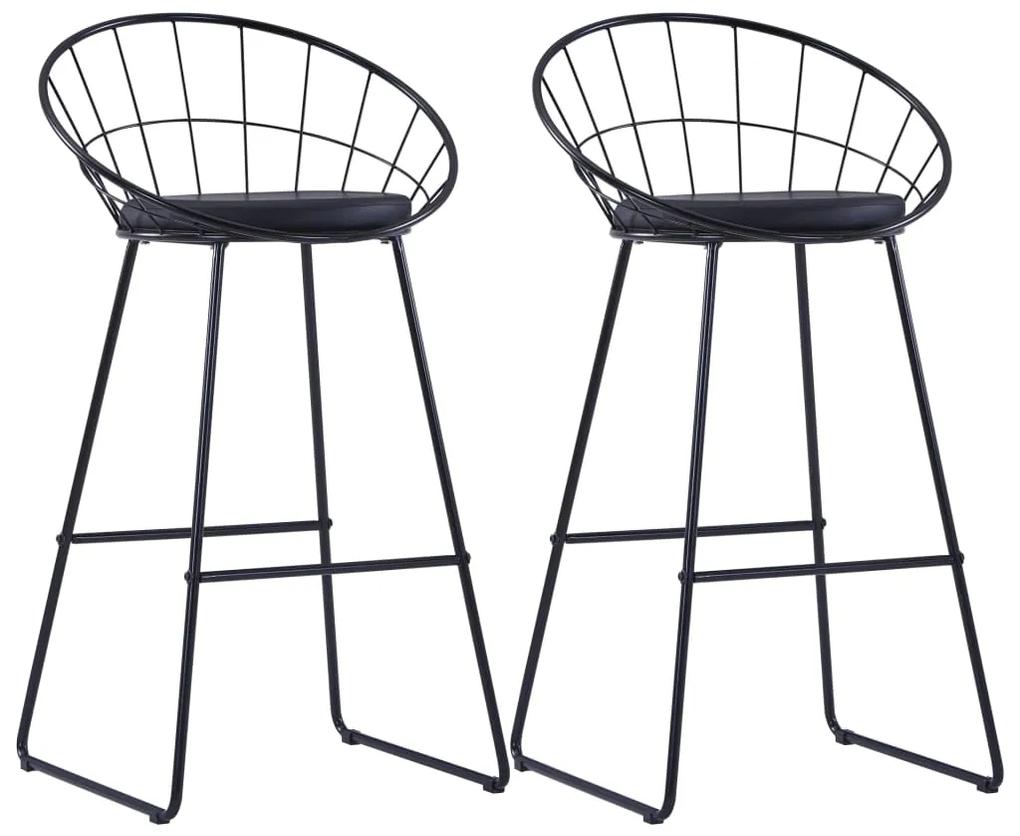 247276 vidaXL Cadeiras de bar 2 pcs couro artificial preto
