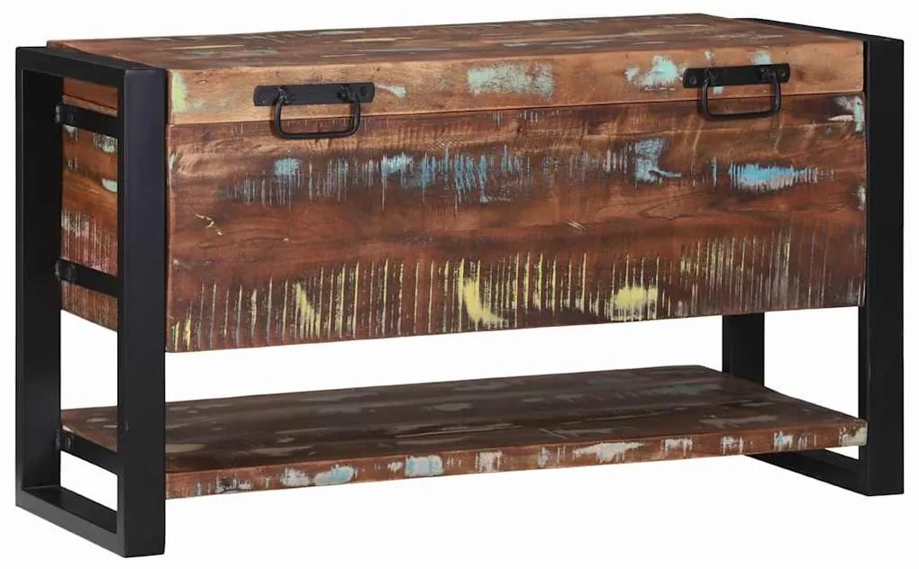 Caixa de Armazenamento Multicolorida 80x35x45 cm em Madeira Recuperada