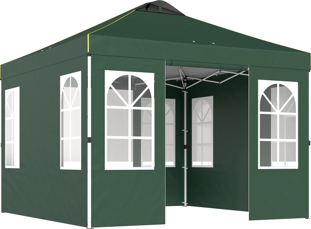 Outsunny Tenda Dobrável de Jardim 3x3 m Pop-up com UPF50+ 4 Laterais Removíveis Altura Ajustável e Bolsa de Transporte Verde | AOSOM Portugal