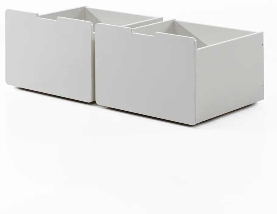 Conjunto Cama alta de Criança PINO 90 x 200 cm + estrado + escada + escorrega + conjunto de 2 gavetas e prateleira suspensa Branca