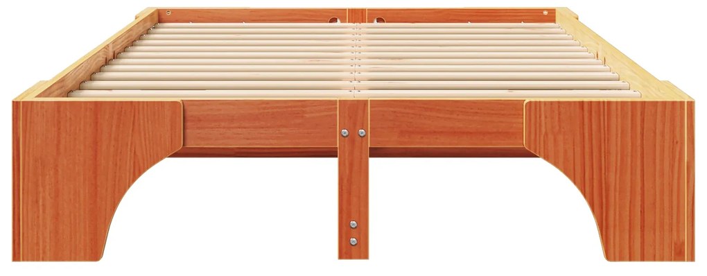 Cama de Madeira Castanho Encerado Madeira maciça 140 x 190 cm