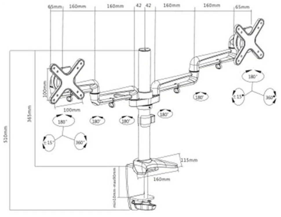 Suporte de Mesa 2 Monitores 13"-26" CROMAD