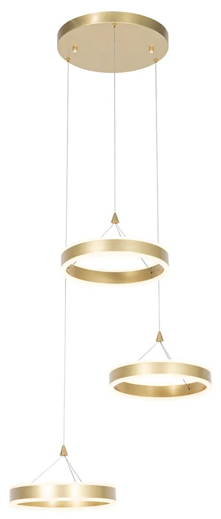 Candeeiro de suspensão redondo em latão com LED regulável em 3 passos 3 luzes - Lyani Design