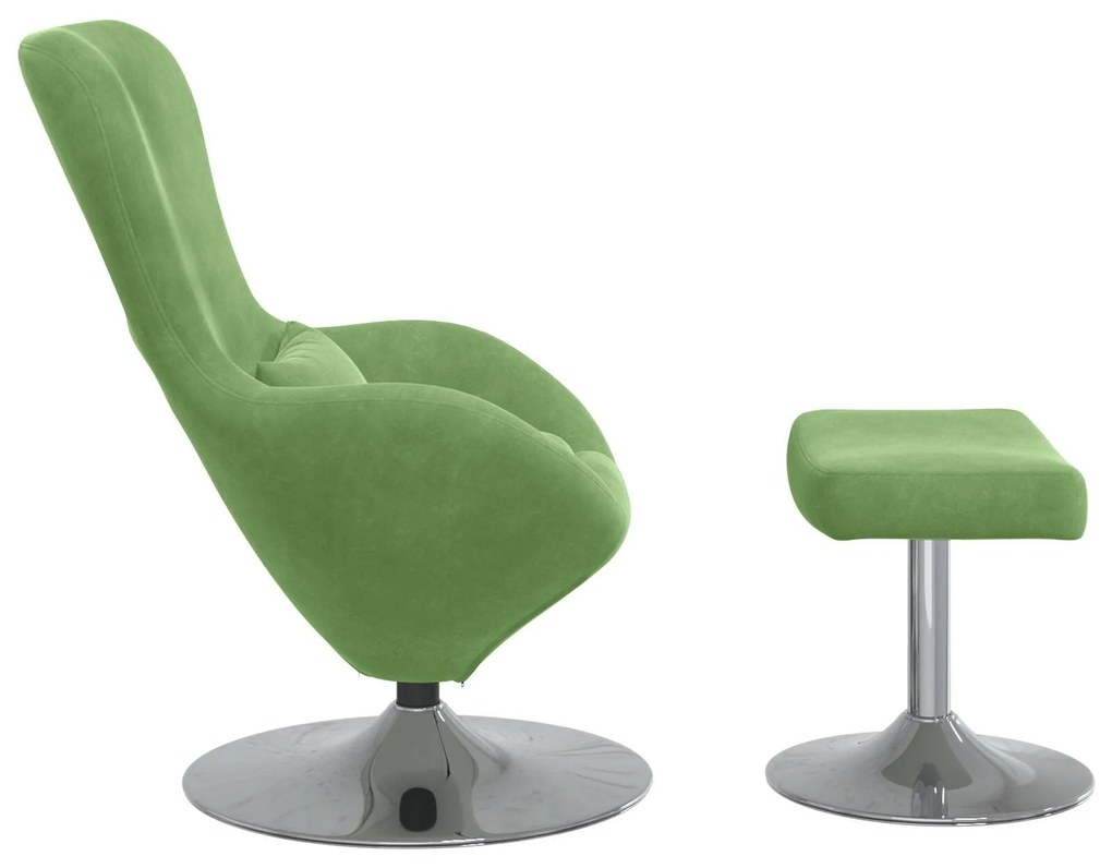 Poltrona Egg vidaXL com Otomana Veludo Verde Claro