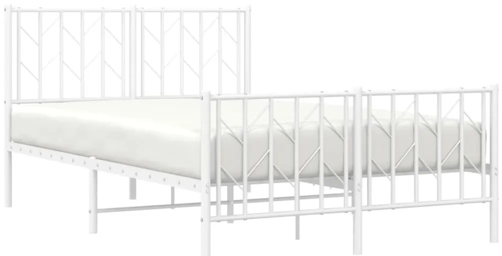 Estrutura de cama com cabeceira e pés 120x190 cm metal branco