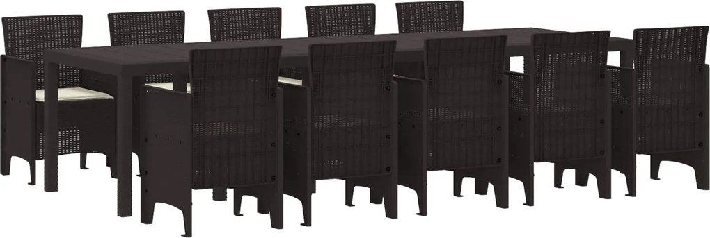 vidaXL Conjunto de Jantar para Jardim 11 pcs Marrom e Creme Vime