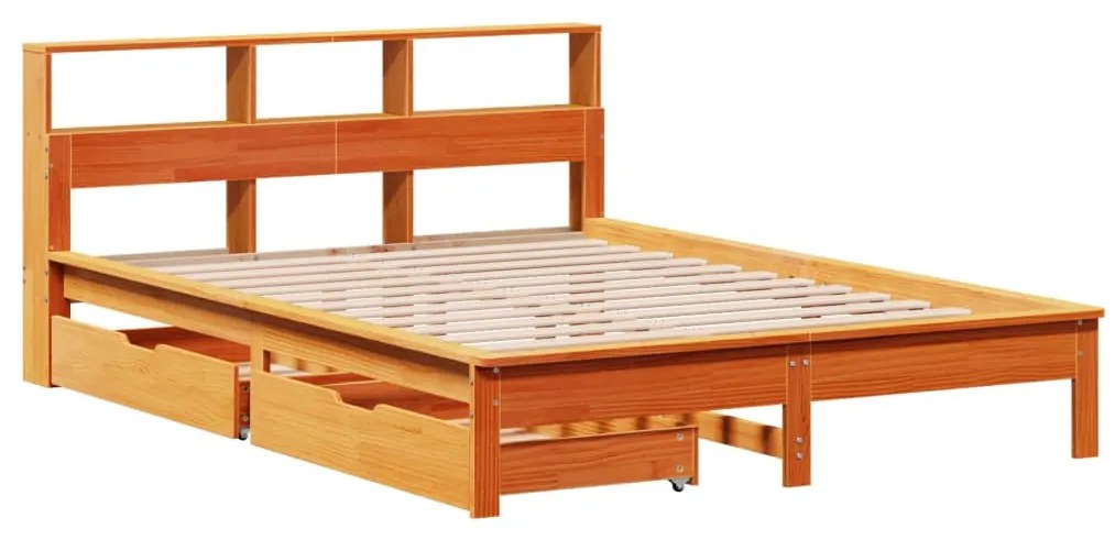 Cama com estante sem colchão 140x190 cm pinho maciço