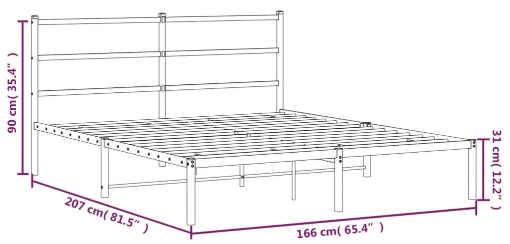 Estrutura de cama com cabeceira 160x200 cm metal preto