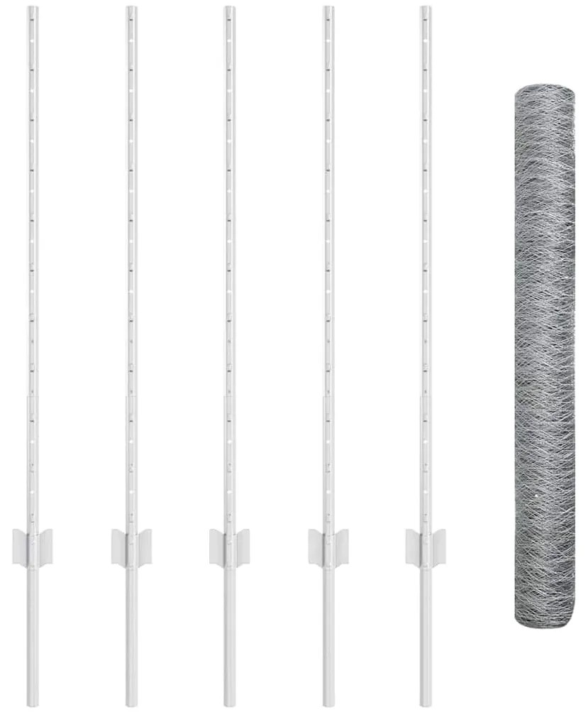 Postes de Cerca vidaXL 10 pcs U-Channel 100 cm Aço Galvanizado