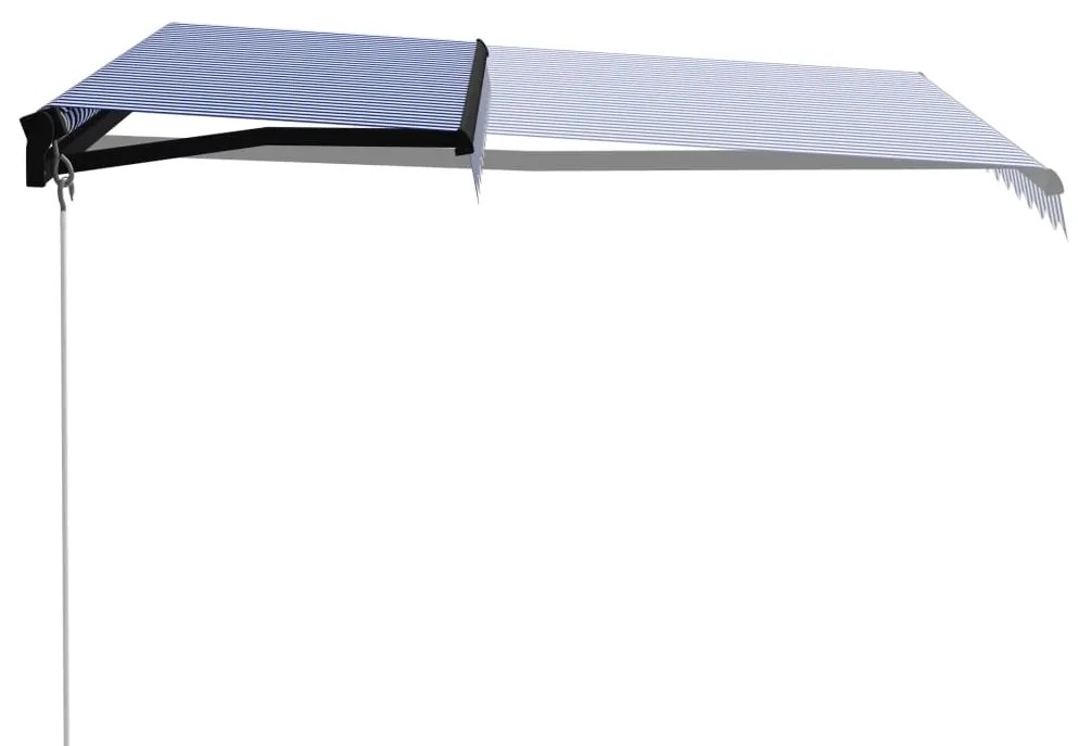 Toldo retrátil manual 350x250 cm azul e branco