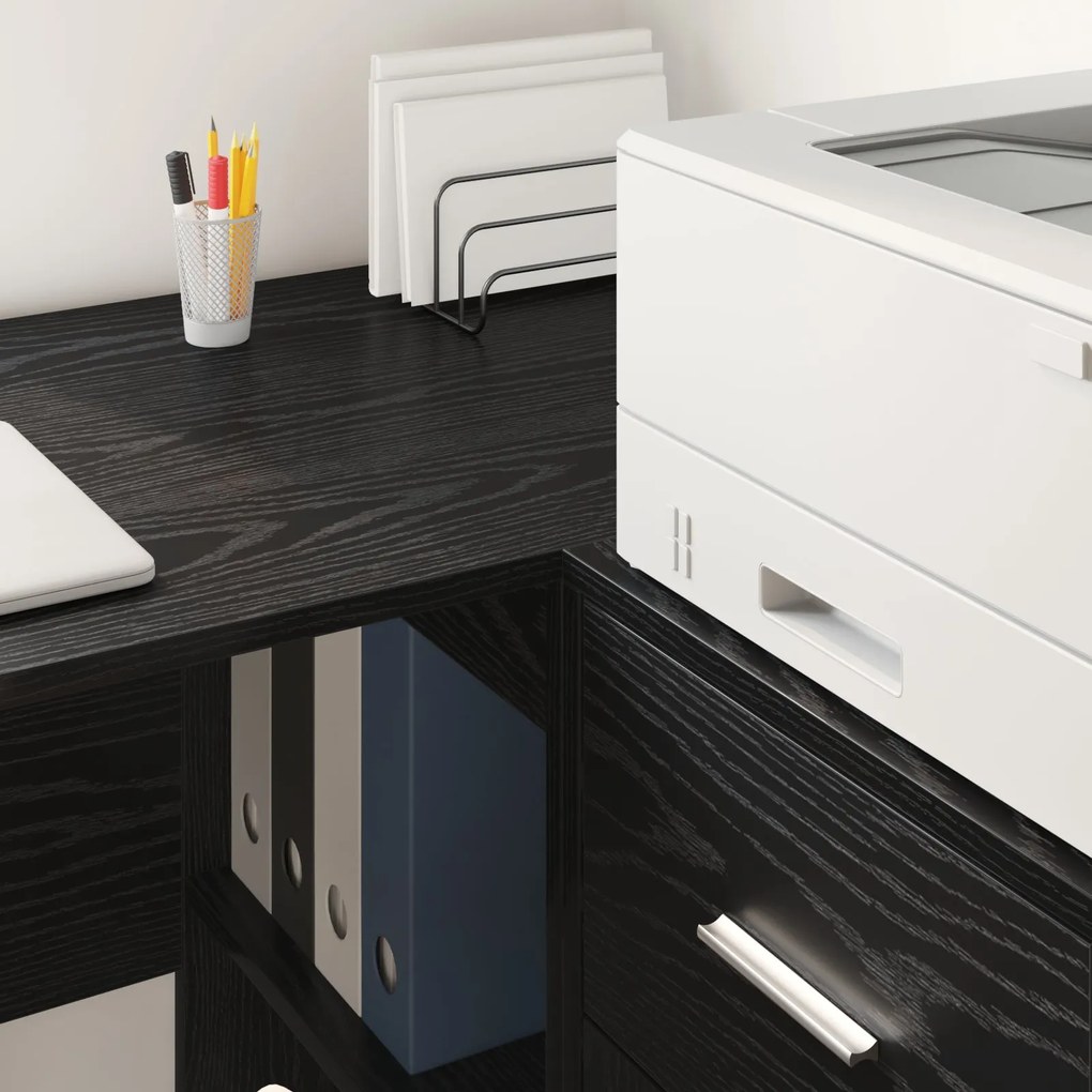 Mesa de Canto Carvalho Preto 102x88x75 cm Madeira Ingenheirada