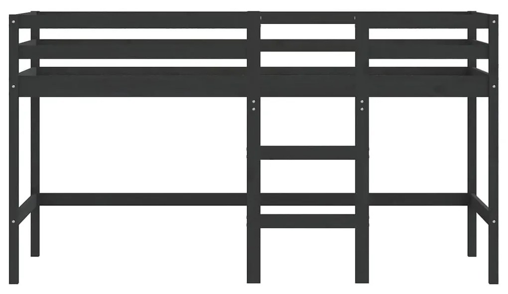Cama alta p/ criança c/ escada 90x200 cm pinho maciço preto