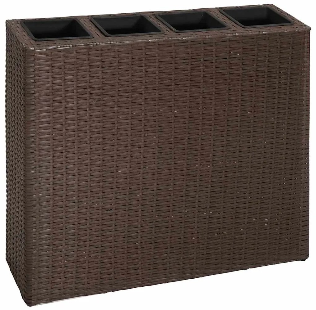 Floreira de jardim com 4 vasos 2 pcs vime PE castanho