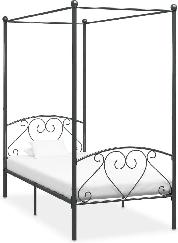 Estrutura de cama com dossel 90x200 cm metal cinzento