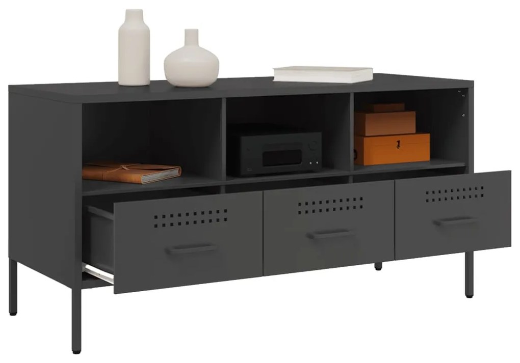 Móvel de TV 100,5x39x50,5 cm aço preto