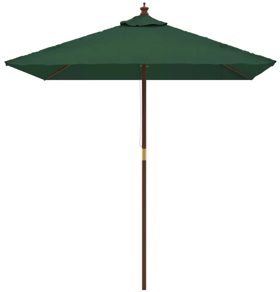 Guarda-sol de jardim com poste de madeira 198x198x231 cm verde