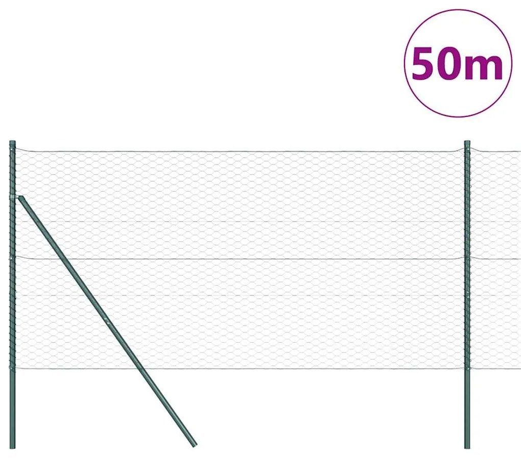 Cerca Hexagonal vidaXL Verde 1,2x50 m Aço