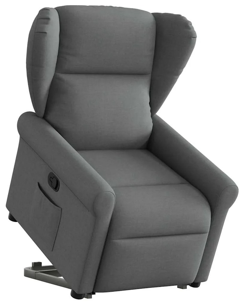 vidaXL Poltrona reclinável elevatória tecido cinzento-escuro