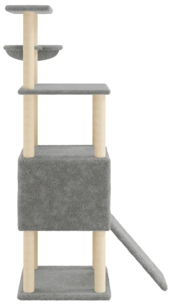 Árvore p/ gatos c/ postes arranhadores sisal 153 cm cinza-claro